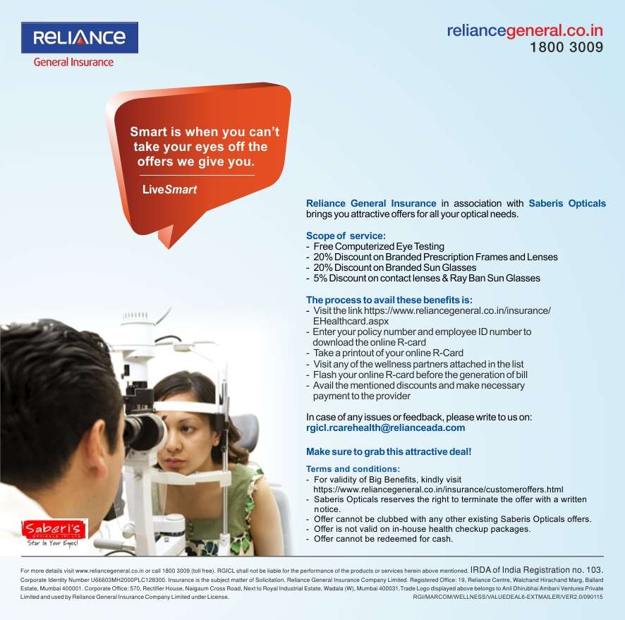 Saberis Opticals | Reliance General Insurance